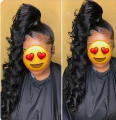 High Ponytail Weave Black Women, Long Curly Ponytail Black Women, Ponytail Weave Black Women, Curly Ponytail Black Women, Curly High Ponytail, Simple Braid Hairstyles, Black Womens Hairstyles, Genie Ponytail, Long Curly Ponytail