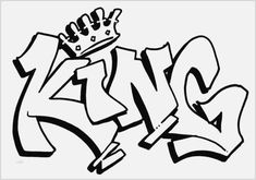 the word king with a crown on it's head is shown in black and white