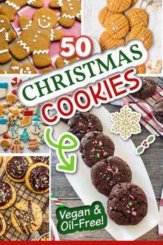 the cover of 50 christmas cookies and vegan oil - free