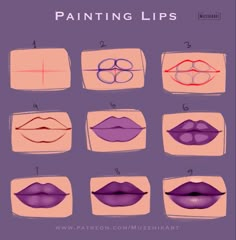 how to draw lips with different shapes and colors