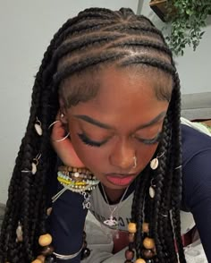 Cornrows With Wooden Beads, Back To School Hair Black, No Added Hair Protective Styles, Braid Hairstyles For Black Women Natural, Zig Zag Cornrows Braids, Zig Zag Fulani Braids, Hair Braid Patterns, Cornrows Natural Hair, Natural Braids