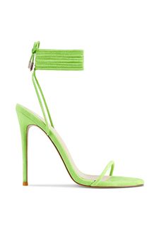 Barely There Lace Up Heel - Lime – Femme LA Lime Green Heels, 5 Inch Heels, Lace Up Heels, Boot Sandals, Lace Boots, Stiletto Heel, Shoe Collection, Lime Green, New Day