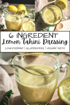 the ingredients for lemon tahn dressing are shown