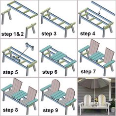 the steps to build a bench and chair