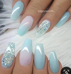 Google Halloween, Blue Ombre Nails, Blue Glitter Nails, Latest Nail Designs, Pink Ombre Nails, Winter Nails Acrylic, Short Coffin Nails, Colorful Nails, Ombre Nail Designs