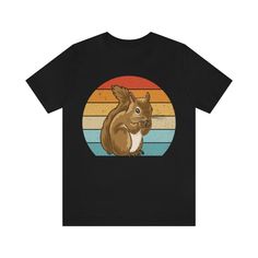 🐿️ About this Retro Squirrel Unisex Adult Tshirt 🐿️ Are you a really big fan of squirrels? Their bushy tails and love of nuts is so adorable, how could you not love them. This tshirt would make a great gift for someone who loves squirrels. 👕Fabric👕 This classic unisex jersey short sleeve tee fits like a well-loved favorite. Soft cotton and quality print make users fall in love with it over and over again. These t-shirts have-ribbed knit collars to bolster shaping. The shoulders have taping f Squirrel Gift, Squirrel Funny, Not Love, T Shirt Print, Nuts, Print Making, Tshirt Print