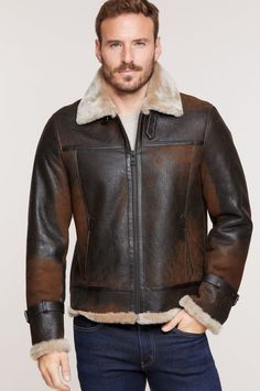 Special Edition Merino Sheepskin B-3 Bomber Jacket with Detachable Hood | Overland Brown Pilot Leather Jacket For Winter, Brown Pilot Outerwear For Winter, Brown Sheepskin Aviator Outerwear, Brown Shearling Aviator Outerwear, Brown Shearling Aviator Jacket, Brown Rugged Sheepskin Leather Jacket, Brown Sheepskin Aviator Leather Jacket, Rugged Brown Shearling Leather Jacket, Rugged Brown Sheepskin Outerwear