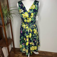 Nwt No Flaws Dressbarn’s Roz & Ali Navy And Lemon Print Sundress Perfect For Spring, Mother’s Day, Easter, Garden Tea Party Knee Length Reasonable Offers Considered Yellow Fitted Floral Print Sleeveless Dress, Fitted Yellow Floral Print Sleeveless Dress, Fitted Yellow Sleeveless Dress With Floral Print, Sleeveless Lemon Print Sundress For Vacation, Sleeveless Lemon Print Dress For Spring, Fitted Lemon Print Sundress, Yellow Sleeveless Dress For Garden Party, Multicolor Summer Dress With Lemon Print, Multicolor Lemon Print Summer Dress