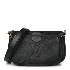 This is an authentic LOUIS VUITTON Empreinte Monogram Giant Multi Pochette Accessories in Black. This pochette set is craftedof Louis Vuitton monogram embossed calfskin leather in black. The set features a removable, adjustable black leather shoulder strap, a pochette, and a mini pochette. The top zippers open to black microfiber interiors with a patch pocket. Pochette Accessories, Louis Vuitton Empreinte, Authentic Louis Vuitton, Louis Vuitton Monogram, Patch Pocket, Calf Skin, Shoulder Strap, Black Leather, Louis Vuitton