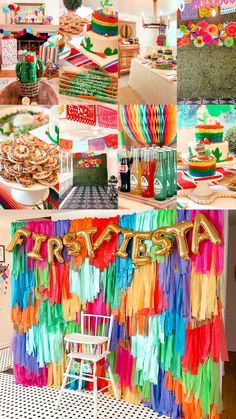 an assortment of party foods and decorations on display