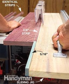 a person using a router on a wooden table with measurements and instructions to cut it