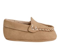 Fabric or Nubuck PU upper, Slip on for easy entry, Flat heel, Round Moc toe, EVA footbed, Fabric outsole, Suedecloth driving moccasins | Boys' Baby Deer Infant Ian Crib Shoes in Beige Size 3 - Infant Brown Non-slip Moccasins With Round Toe, Brown Non-slip Round Toe Moccasins, Shoes Beige, Driving Moccasins, Dress Loafers, Moccasins Shoes, Baby Deer, Shoe Carnival, Crib Shoes