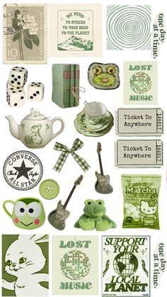 many different types of plants and animals are shown in this collage with the words frog on them