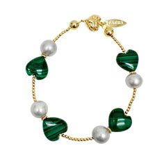 Freshwater Pearls With Irregular Malachite Bracelet | Farra | Wolf & Badger Elegant Malachite Round Beads Bracelets, Gold Malachite Bracelet, Elegant Malachite Beaded Bracelets For Gift, Elegant Malachite Bracelet Jewelry, Elegant Malachite Bracelet, Malachite Bracelet, Fashion Jewellery, Independent Designers Fashion, Badger