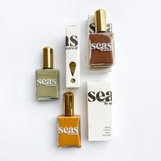 Seas by Merewif polish is a vegan friendly formula in crazy sexy shades you'll want in your regular rotation. We recommend 1-2 coats finished with a clear coat for maximum wear and durability. 10 free nail polish formula is free of Toluene, Formaldehyde, Formaldehyde Resin, Camphor, Dibutyl Phthalate, Xylene, TPHP, Parabens, Fragrances, Animal Products, and Phthalates Made in the US Nail Package Design, Nail Polish Bottle Design, Nail Polish Packaging, Sea Nails, Nails Care, Nail Care Products, Nail Polish Storage, Colorful Kitchen, Nail Polish Brands