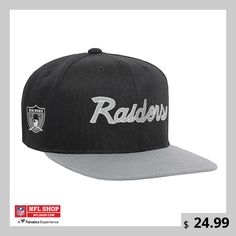 Give your young Las Vegas Raiders fan a way to show their dedication with this snapback hat from Mitchell & Ness. It features a script wordmark across the front and team logo on the side. The two-tone design gives this Las Vegas Raiders hat a bold finish. Gray Snapback Hat For Baseball Season Streetwear, Gray Snapback Hat For Baseball Season, Gray Baseball Cap Snapback For Sports Events, Gray Snapback Baseball Cap For Sports Events, Gray Snapback Hat For Sports Events, Gray Snapback Hat For Baseball Season Sports Events, Gray Snapback Fitted Hat For Sports, Gray Sports Baseball Cap With Letter Print, Gray Snapback Hat With Letter Print