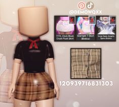 an animated image of a woman wearing a skirt and shirt with the words demowx on it