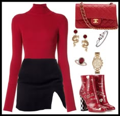 Valentine’s Day Outfit Inspiration, Red Outfit Inspiration, Rouge Aesthetic Outfit, Red Outfit Women, Red Winter Outfits Classy, Red Valentines Outfit, Birthday Outfit Red, Red Sparrow Outfits, Red Style Aesthetic