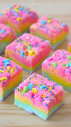 there are many small pieces of cake with sprinkles on it