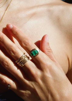 Oasis Ring in Emerald Evil Eye Rings, Music Cookies, Protective Eye, Eye Rings, Green Emerald Ring, Rings Collection, Color Palette Pink, Evil Eye Ring, Solid Gold Ring