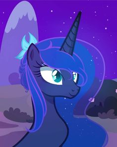 the blue pony is staring at something in the distance with stars on it's face