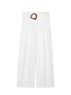 Details: Crisp and clean linen white casual trousersHigh waisted loose straight fitSymmetrical double pleat designBelt buckle made of wood for a stronger sense of quality Materials & Care: Fabric: Viscose 82.3 %Linen 17.7%Lining; polyester 100% Hand wash | Dry clean Do not bleach Size & Fit: Model is 5'7", Bust 32, Waist 24, Hips 35, wearing a size S Item #: IN1PA39 Denim Jean Dress, Clean Linen, Casual Trousers, White Casual, Matching Dresses, Spring Collection, Jeans Dress, Winter Collection, Summer Collection