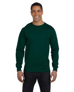 Adult 5.5 oz., 50/50 Long-Sleeve T-Shirt - FOREST GREEN - S | Gildan Adult 50/50 Long-Sleeve T-Shirt in Forest Green Size Small | Cotton Polyester 8400, 0 Mens Workout Shirts, Blank Apparel, Green Long Sleeve, Forest Green, Custom Clothes, Long Sleeve T Shirt, Long Sleeve Tshirt Men, Mens T, Fashion Branding