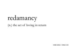 the word redamancy is written in black ink on a white background with an image of