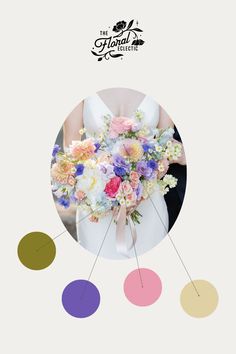 an image of a wedding bouquet with different colors and sizes on it, including the bride's bouquet