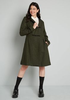 Frost, flurries, snowball fights - you’re ready for any cool-weather caper with this tweed coat! Fit And Flare Coat, Herringbone Fabric