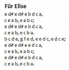 the words are written in black and white on a sheet of paper that says, fur elise