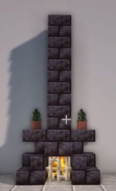 Minecraft Fire Places, Minecraft Small Fireplace Ideas, Minecraft Furnishing Ideas, Minecraft Smithing Room Ideas, Minecraft Corner Decor, Minecraft Small Fireplace, Mc Fireplace, Minecraft Wardrobe Ideas, Witchy Minecraft House Interior