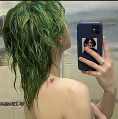 Green Tattoos, Green Star, Hair Back, Hair Reference, Star Tattoos, Hair Inspo Color, Dream Hair, Body Mods