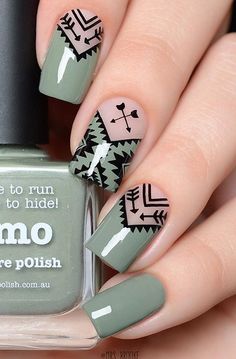 40 Geometric Nail Art Ideas | Art and Design Geometric Nail Art, Makeup Nails Art, Bella Bella, Best Nail Polish, Cowgirl Western