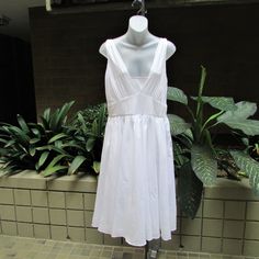 Brand New W/O Tag No Brand/Size/Fabric Tag 100% Cotton Lined Pit To Pit18" Waist 32" Length 43" Classic Empire Waist Dresses For Spring, White Empire Waist Midi Dress For Daywear, Classic Empire Waist Dress For Daywear, Lined A-line Sundress For Daywear, White Empire Waist Dress For Daywear, Fitted Knee-length Sundress For Daywear, Fitted A-line Sundress For Daywear, White A-line Sundress For Daywear, Fitted Lined Sundress For Daywear