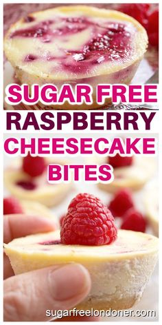 raspberry cheesecake bites with text overlay