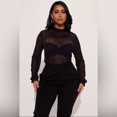 Mesh, Long Sleeved, Mock Neck Top In A Size Medium Made By Fashion Nova. Shirt Stretches. Brand New. 92% Nylon, 8% Spandex Material. Black Mesh Crop Top, Pu Leather Skirt, Gal Gadot Wonder Woman, Womens Camisoles, Mesh Crop Top, Fashion Nova Tops, Black Leather Skirts, Mock Neck Top, Tops Fashion