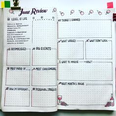 an open planner with wine glasses on it