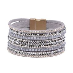 Bracelet light gray natural crystal bracelet luxury exclusive design genuine leather statement bangles for women with magic closure jewelry Bracelet Luxury, Bangles For Women, Leather Bangle, Luxury Bracelet, Cuff Jewelry, Crystal Bangle, Bangles Style, Bracelet Leather, Leather Cuffs Bracelet