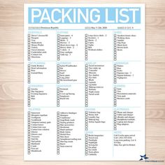 the packing list is shown on a wooden background with text that reads,'packing list '