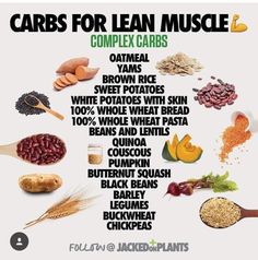 Lean Muscles, Complex Carbs, Good Carbs, Muscle Food, Muscle Building, Plant Based Protein