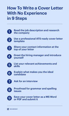 how to write a cover letter with no experience in 9 steps - step guide for writing a cover letter