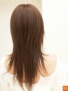 the back of a woman's head with long, straight hair in front of a window