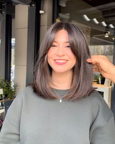 Mid Length Lob With Curtain Bangs, Long Curtain Bangs On Short Hair, Shoulder Skimming Hairstyles, Long Bob Hairstyles Curtain Bangs, Medium Long Bob With Bangs, Short Cut With Curtain Bangs, Long Bob Haircuts With Curtain Bangs, Long Bob On Round Face, Lob Curtain Bangs Layers