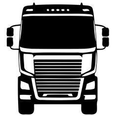 a black and white silhouette of a truck