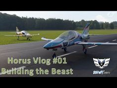 two small airplanes on an airport runway with the words horus vg 101 building the beast