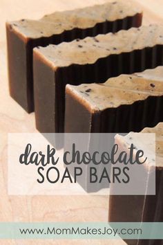 dark chocolate soap bars with text overlay