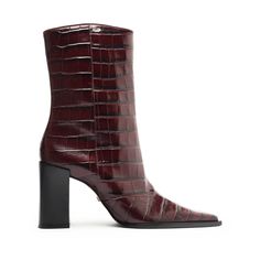 Raffaela Bootie – SCHUTZ Maroon Boots, Skirts Jeans, Clear Heels, Midi Skirts, Pump Sandals, Leather Booties, Fall Season, Wedge Sandals, Block Heels