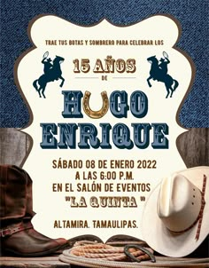 the flyer for an event with cowboy hats and lasso boots on top of it