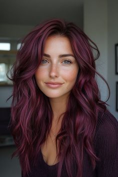 Burgundy Bliss: 16 Stunning Hair Color Ideas to Inspire Your Next Look Red Hair Dark Roots, Burgundy Hairstyles, Burgundy Hair Color Ideas, Purple Hair Streaks, Burgundy Hair Color, Burgundy Highlights, Plum Hair, Hairstyle Names, Dyed Blonde Hair